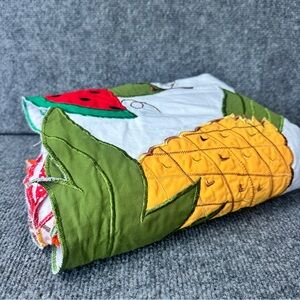 Vintage embroidered Mexican tablecloth 64x76 fruit cottage tropical colorful